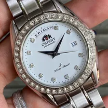 RARE ORIENT President EV06-C0 CS Day Date Automatic Diamond Bezel Vintage Watch